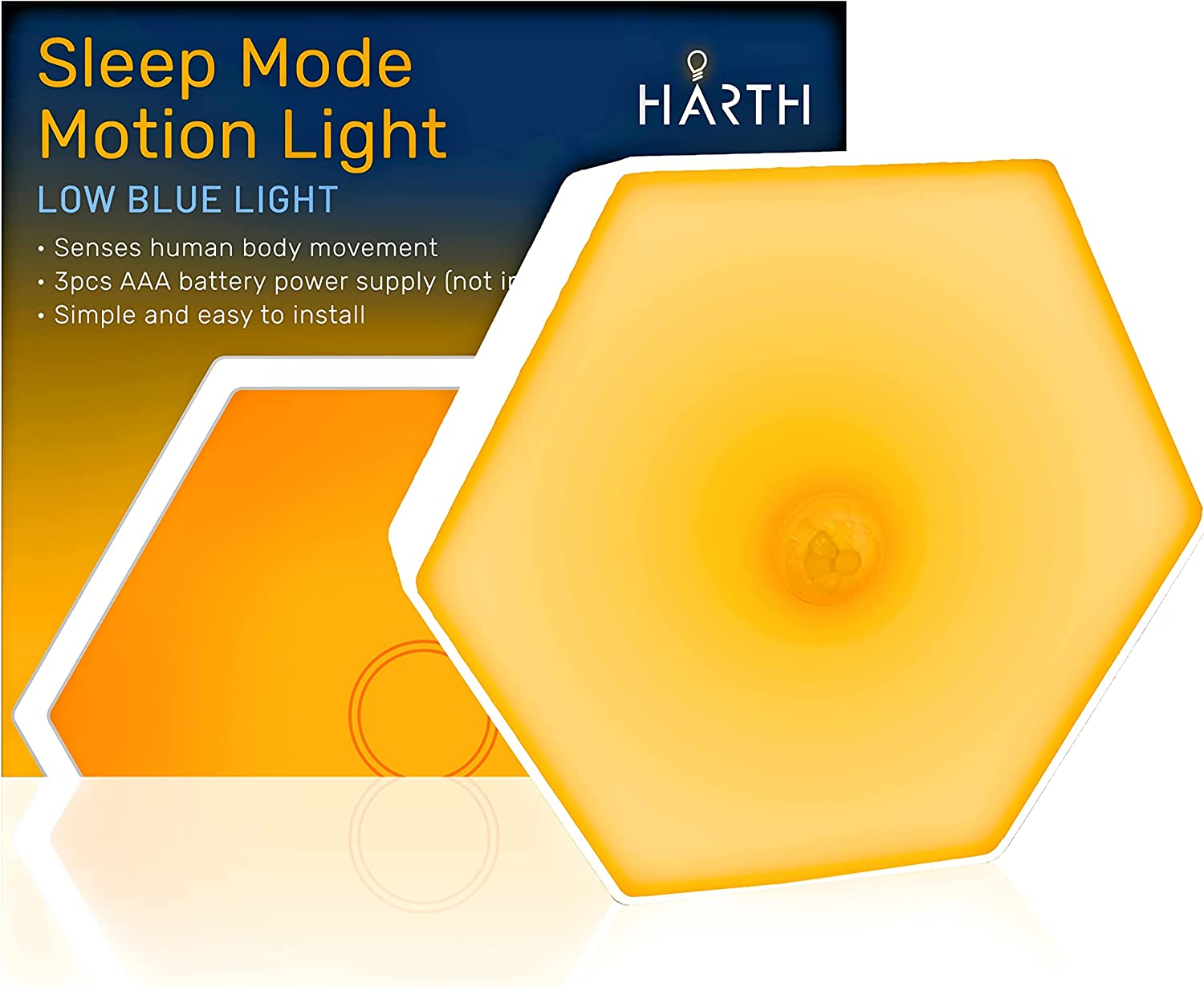 Harth Sleep Mode Underbed Light - Night Light Amber Glow No Blue Light  Battery Powered Peel And Stick Install